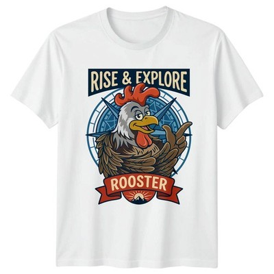 Rise & Explore Rooster T-Shirt Wandern Outdoor 2026 Geburtstag Geschenk für Ihn Sie