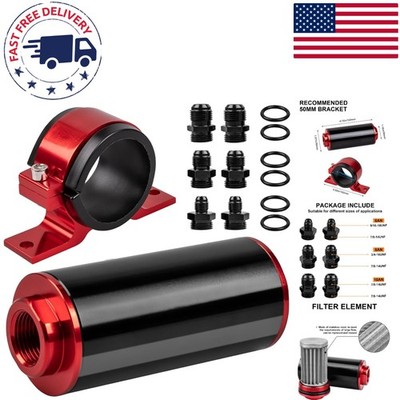 Universal 100 Micron Fuel Filter with 6AN, 8AN, 10AN Adapters for All Vehicles