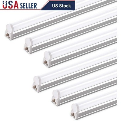 6 Pack LED T5 Integrated Shop Light 2200lm Utility Garage Under Cabinet Lighting