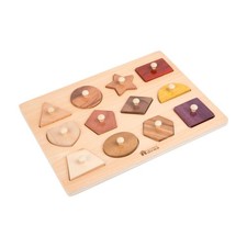 Wooden Puzzles for Toddlers 1-2, 12 Piece Shape Peg Board with Knobs Educatio...