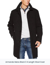 !!!SALE!!! 50% RRP Armando Mens Black 3/4 Length Wool Coat 