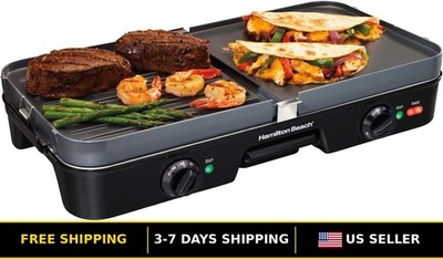 3-in-1 Electric Indoor Grill & Griddle for 8 Servings, Reversible Nonstick