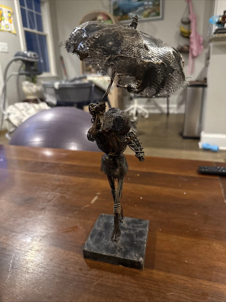 Arte de alambre retorcido vintage de 13” de alto escultura abstracta de mediados de siglo moderno MCM Foto 2 de 4