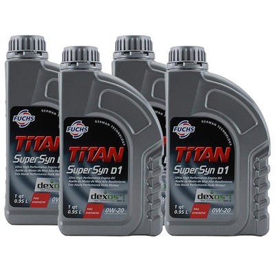 Fuchs 4 Quart TITAN SUPERSYN D1 SAE 0W-20 High Performance Engine Oil 4 x 1q