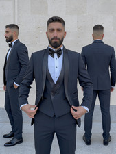 Men's Gray Shawl Lapel Blazer Dinner Party Prom Groom Tuxedo Wedding Suit Custom