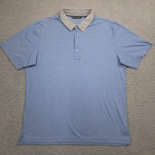 Travis Mathew Polo Shirt Mens XL Blue Gray Collar Cotton Blend Golf Casual