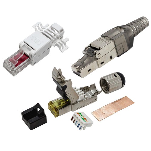 1-20x Netzwerkstecker werkzeuglos RJ45 CAT5 CAT6 CAT6A CAT8.1 LAN vergoldete Kon - Picture 1 of 18