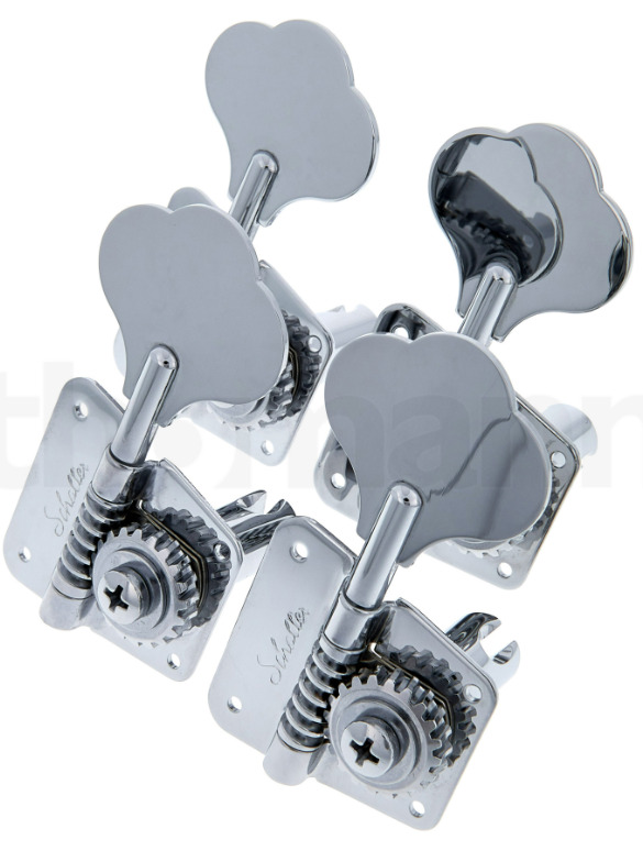 Schaller BMF 4L CHROME Bass Tuners for Fender F (4 in a row for RH Bass) - NEW