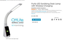 OttLite Wellness Series Thrive Sanitizing LED desk lamp USB 139