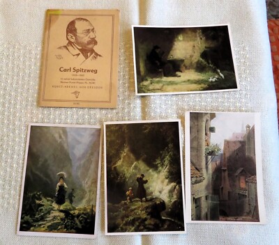 4 Postkarten mit Motiven von Carl Spitzweg