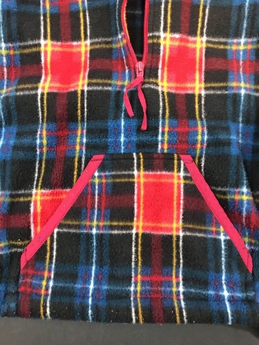 Members Only Kids Vintage 1/4 Zipper Red Plaid Fleece Jacket Size 7 - Picture 3 of 4