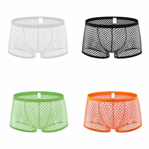 Men Boxers Mid-rise Panties Ice Silk Underwear Men Transparent Briefs Underpan L - Picture 9 of 20