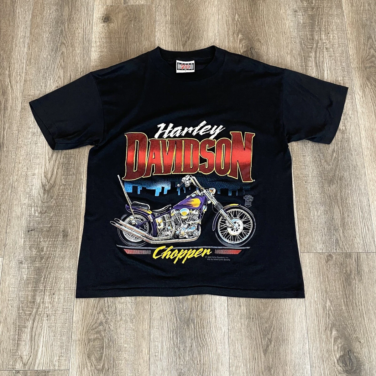 Vintage 80s 1988 Harley Davidson Speed Limit 70 Motorcycle Graphic Tee Shirt M