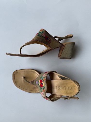 Miu Miu Open Toe Slingback Schuhe bestickt Blumen Gr. EUR 41 - Bild 2 von 22