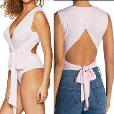 New BCBGeneration Women's Surplice Wrap Tie Knit Bodysuit in Lilac XS with tags