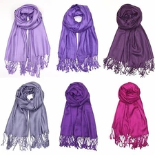 Elegant Plum Purple Pashmina Scarf Shawl Wrap Evening Wedding Bridal Neck Wear