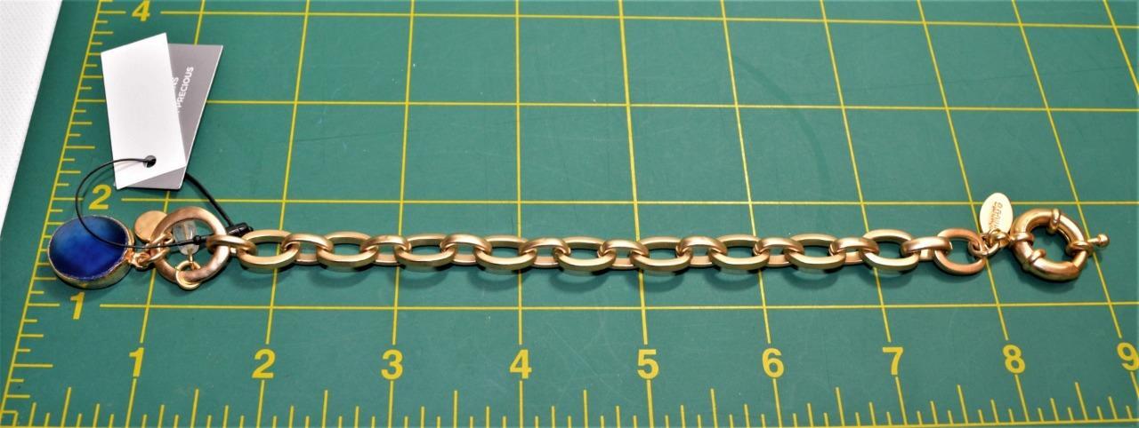 NWT Sellado CHICO'S Pulsera De Cadenas Con Dije Azul En Forma De 7 1/2" Dorada