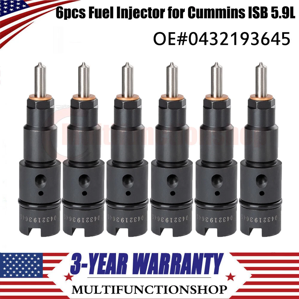 6PCS Diesel Fuel Injectors Nozzle 0432193645 For Cummins ISB 5.9L 