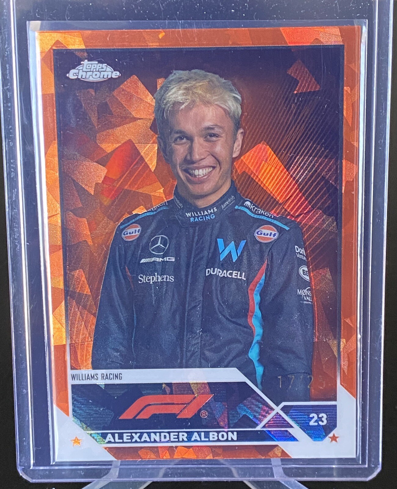 2023 Topps Chrome Sapphire Formula 1 Alexander Albon Portrait Orange 17/25 #61