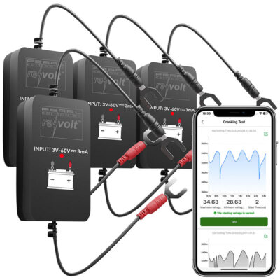 Lescars 4er-Set Kfz-Batterie-Wächter mit BT, App, für Batt. mit 6 - 48 Volt -
