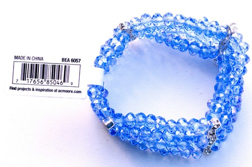 Nicole Clear Blue Crystal Cuenta - Pulsera elástica de 5 hebras conectada. nuevo con etiquetas - Imagen 2 de 3
