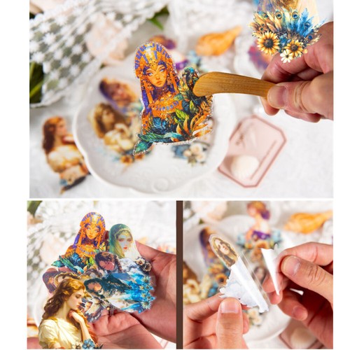Antigüedad Dama Pegatinas Transparentes Personaje Adhesivo Diario Chatarra Artesanías Lácteas - Imagen 4 de 12