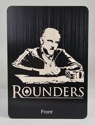1x BRIDGE SIZE Cut Card Black Rounders Design Brushed Aluminum for Poker