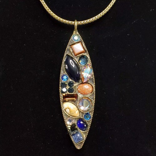 VTG Sorrelli Crystal Statement Pendant Necklace Bronze Multicolor Aurora - Picture 3 of 15