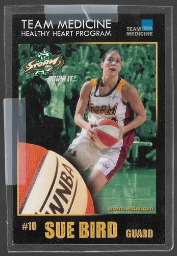 2002 2003 Sue Bird Scarce Early Career Ad Card Team Medicine WNBA Seattle Storm