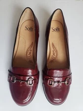 Sofft Red Loafers Business Preppy Shoes Leather Womens Sz 11 Burgundy Flats Soft