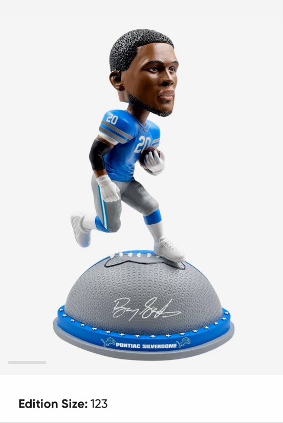 Detroit lions- Barry Sanders stadium magnet bobble head- New In Box