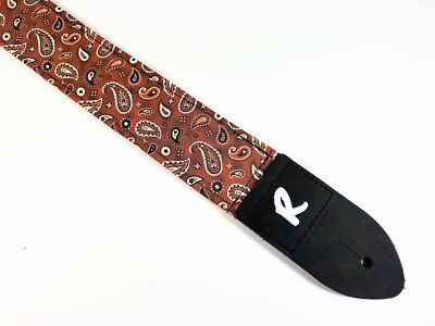 Brown Paisley Guitar Strap -Brown Bandanna Paisley- Comfortable Padded -