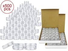 500 Pieces 3 Gram/3ml Plastic Round Clear Sample Jar Containers with Clear Lids 