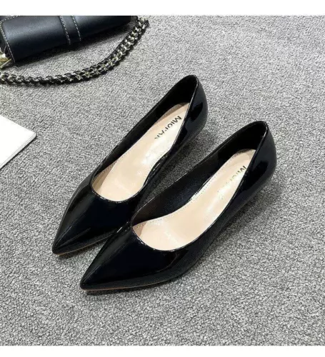 Fashion Womenss Low Kitten Heel Pumps Pointed Toe Slip On Work Office Shoes SZ - Picture 17 of 25