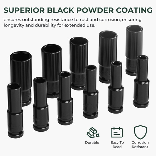 20-Piece Impact Socket Set 6-Point 1/2" Drive Standard Metric Tool Kit - Picture 4 of 7