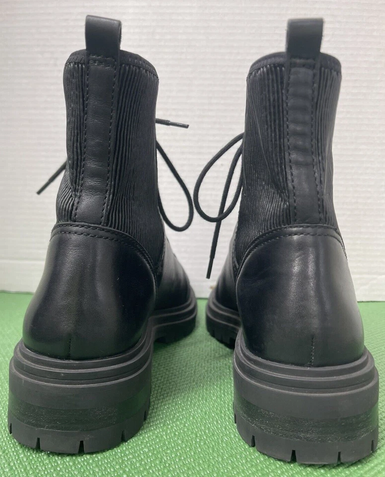 Vince Camuto Hombres Talla 10 M/42 Cuero Negro Moto Informal Botines con Cordones Foto 4 de 4