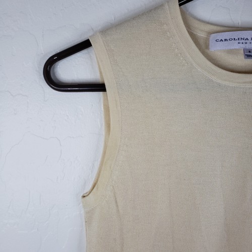 Carolina Herrera Cashmere Silk Sleeveless Top Women's Small Ivory Soft Pullover - Picture 6 of 11
