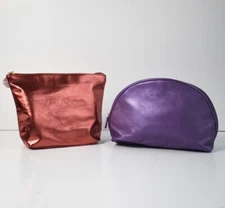 Set Of 2 SHISEIDO Zippered Makeup Cosmetic Red and Purple Bags 