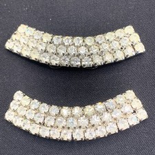 Shoe Clips Dainty Rhinestones Silver Tone Pair Cocktail Party Vintage 2.25  