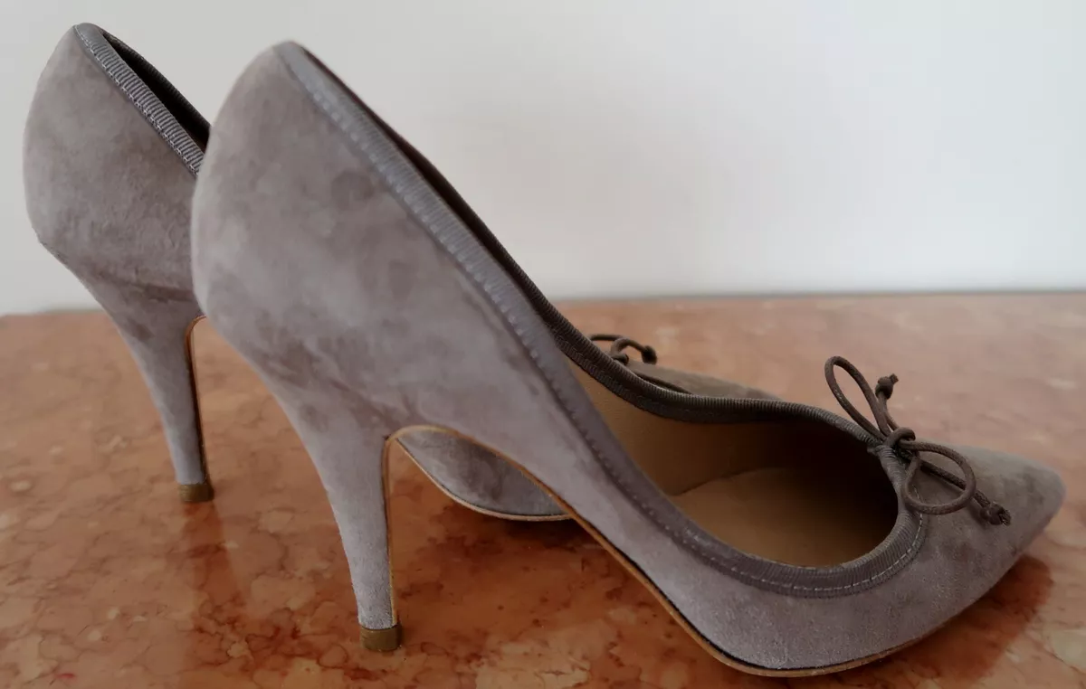 ESCARPINS NOEUD BY ANDR EN DAIM TAUPE POINTURE 38 TALON 9 CM