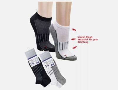 3 Paar Sport Sneaker Socken Laufen Fitness Antibakteriell Schwarz Weiß Gr. 35-50