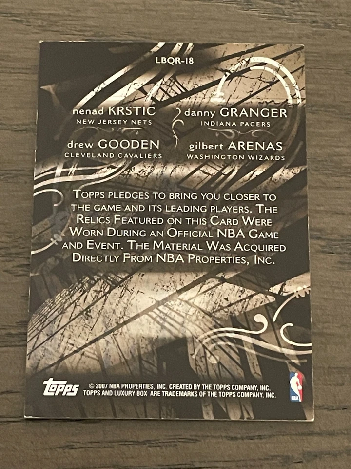 2006-07 Topps Luxury Box Quad Silver Kristic Granger Gooden Gilbert Arenas /9 - Image 4 of 4