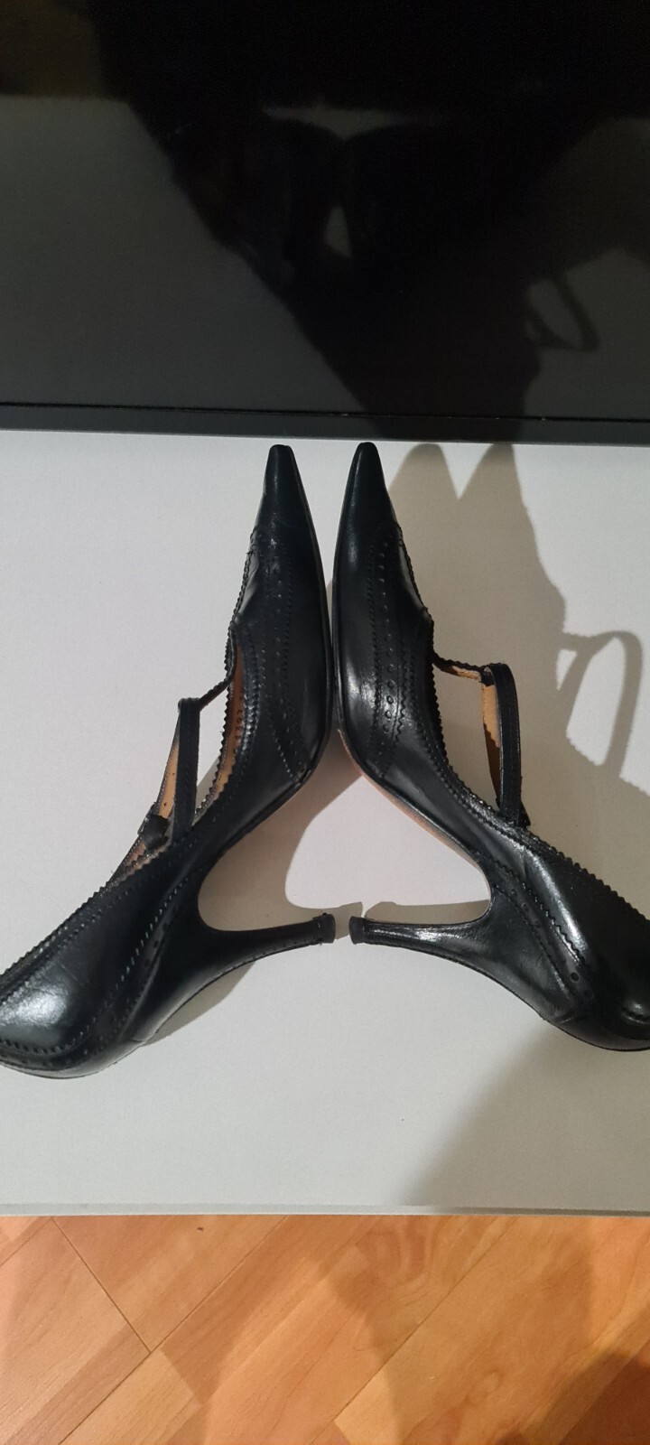 Yves Saint Laurent donna nero pelle tacco brogue taglia 38