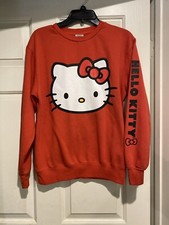 Hello Kitty Sweatshirt Women  s Size Small Red Flaw Distressed B79