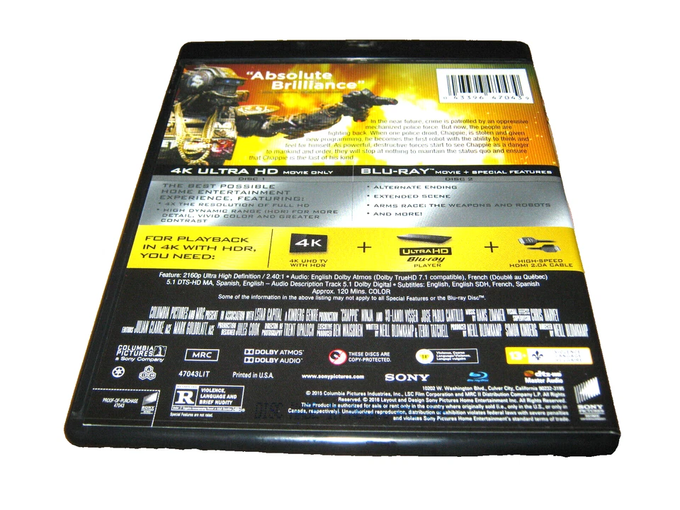 Chappie - Near Mint - 4K Ultra HD Blu-Ray - Region A - Image 2 of 2