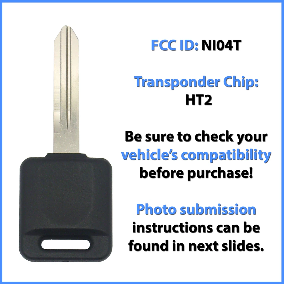 -Llave cortada por foto- Servicio para Nissan Infiniti Transpondedor Chip Llave Repuesto Foto 2 de 4