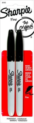 Sharpie Marker Permanent Fine Bullet Point Black 2/Pk Crafts Office School Home