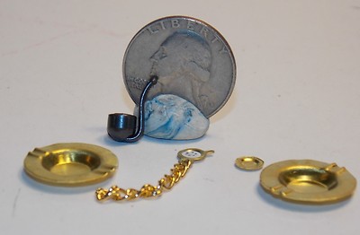 Dollhouse Miniature Smoking Set 1:12 inch scale Ashtray Pipe D70 Dollys Gallery