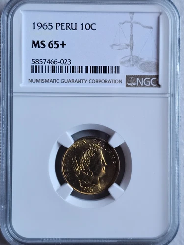 Peru 10 Centavos 1965 NGC MS 65+