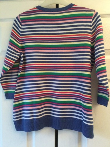 TALBOTS BRIGHT STRIPED COTTON JUMPER - SIZE MEDIUM PETITE 3/4 SLEEVES - Picture 5 of 8